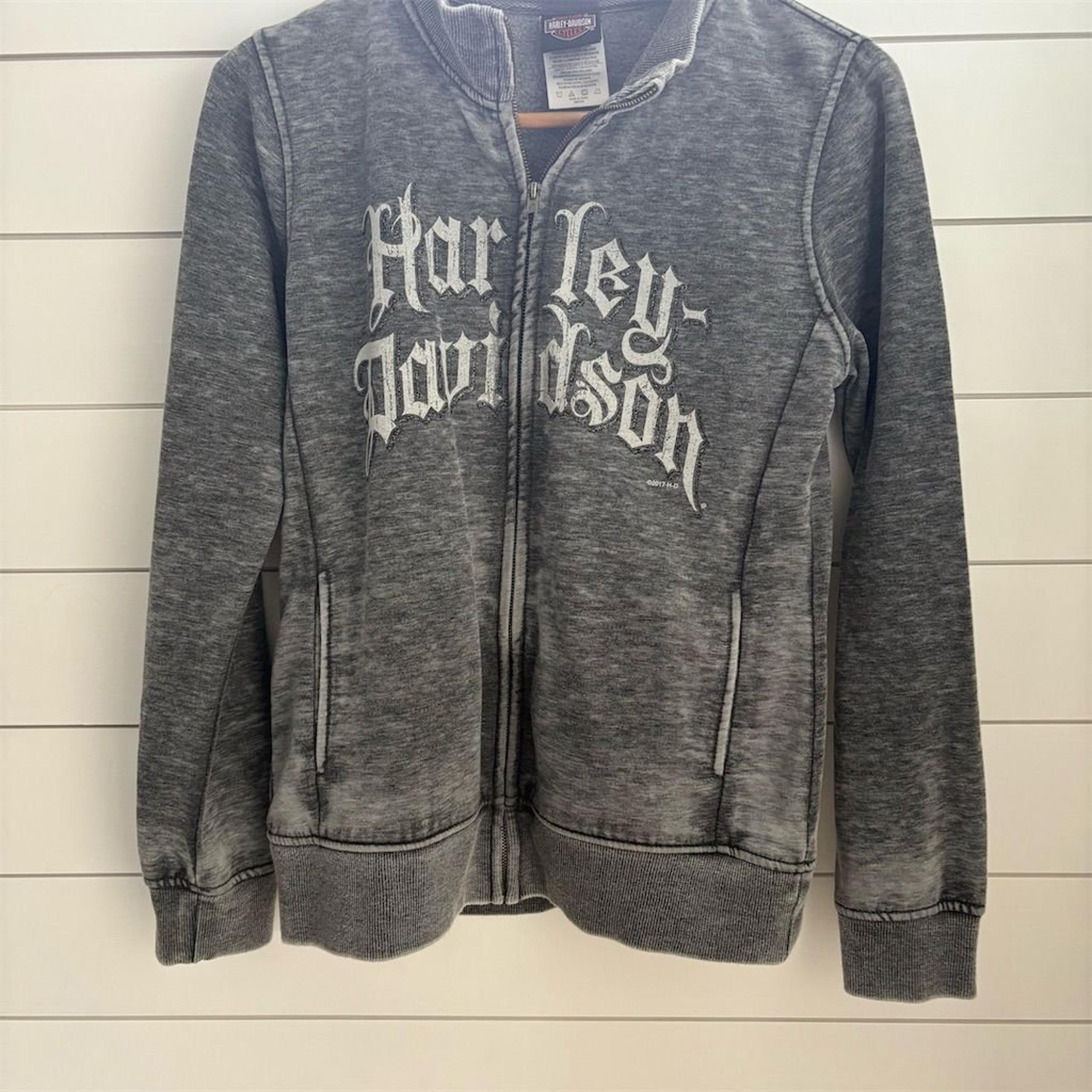 Vintage Women's Full-Zip Hoodie Charcoal Gray Size M - Harley-Davidson