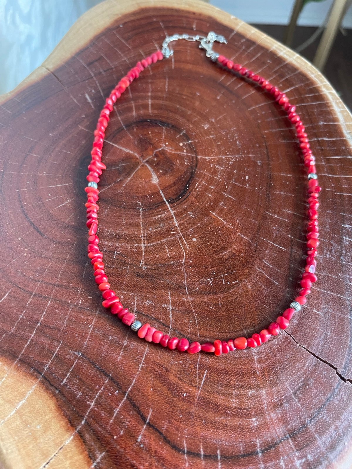 Carolyn Pollack coral and sterling silver beads necklace