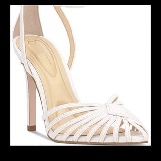 Jessica Simpson Women's Paveri Pump White Open Toe Stiletto Heel 10M