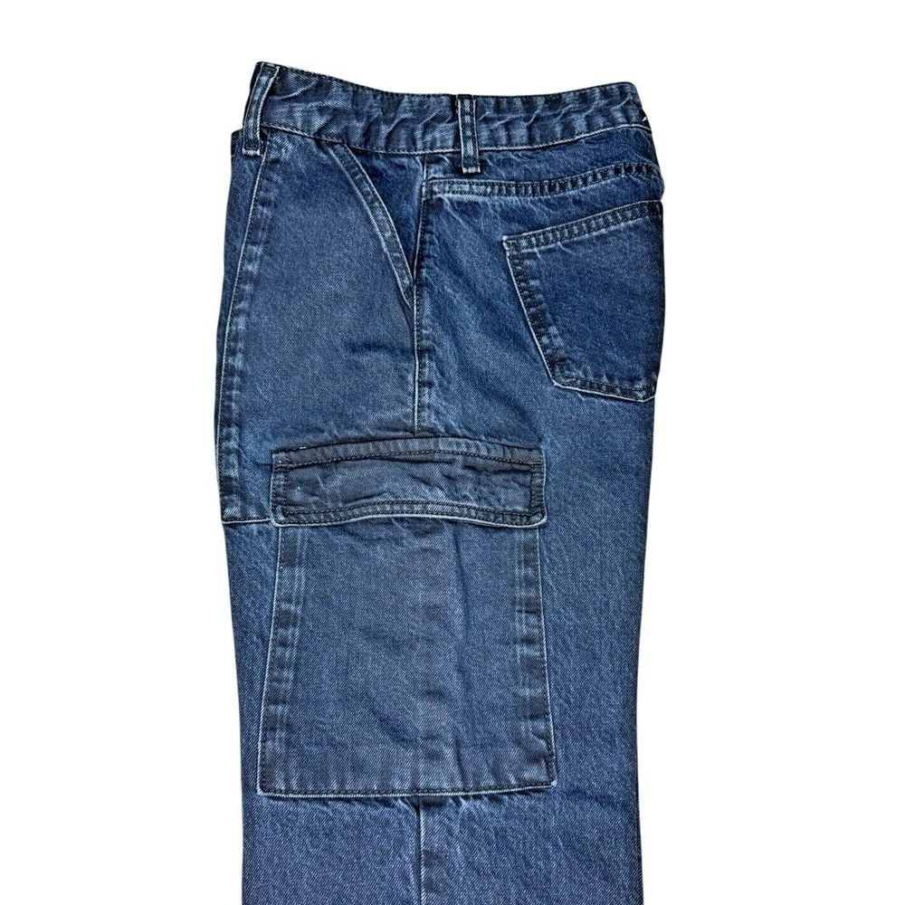 Zara Women's French & Cargo Flap Front Pockets Loose Fit Jeans, Size 4, Dark Blu
