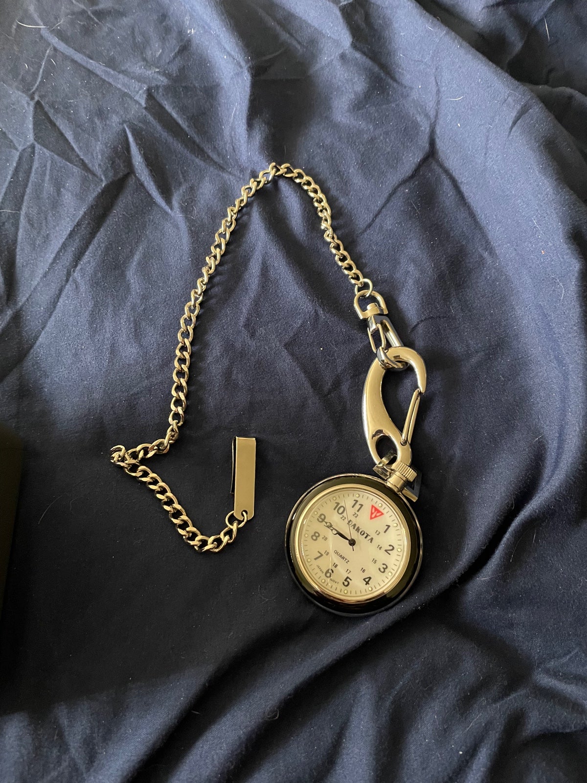 DAKOTA Black Pocket Watch Unisex 42 MM with 14 Curb Link Chain & Box
