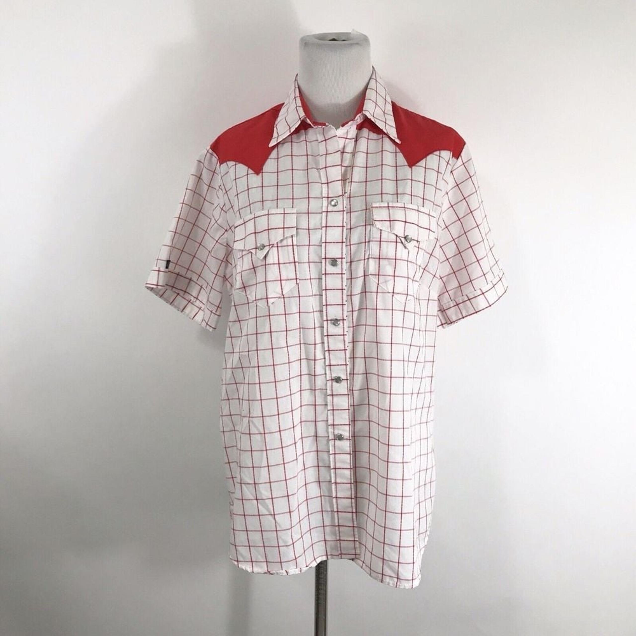 Rockmount Ranch Wear Plaid Pearl Snap Red Sheer Joy Shirt Women's Size 38