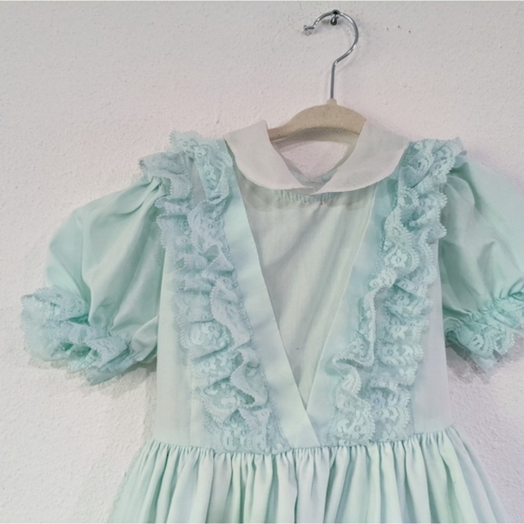 Vintage Lilo California Full shops Circle Ruffle Pageant Lace Dress Mint Dress Size 5