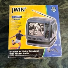 jWIN JV-TV1010 5” Analog Black/White TV AM/FM Radio Combo Portable NEW
