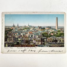 Boston Bunker Hill MA Panoramic View Reflective Windows White Border Postcard