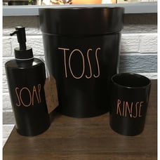 Rae Dunn NEW Halloween 3Piece Black & Orange Bathroom Set HTF!