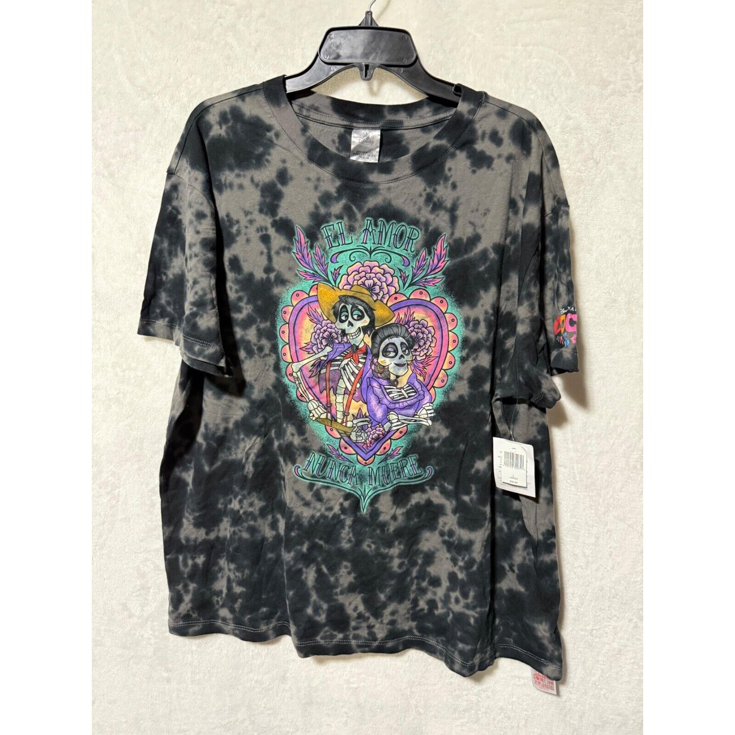 Disney Parks Coco Hector Imelda El Amor Nunca Muere Tie Dye Shirt L *NWT