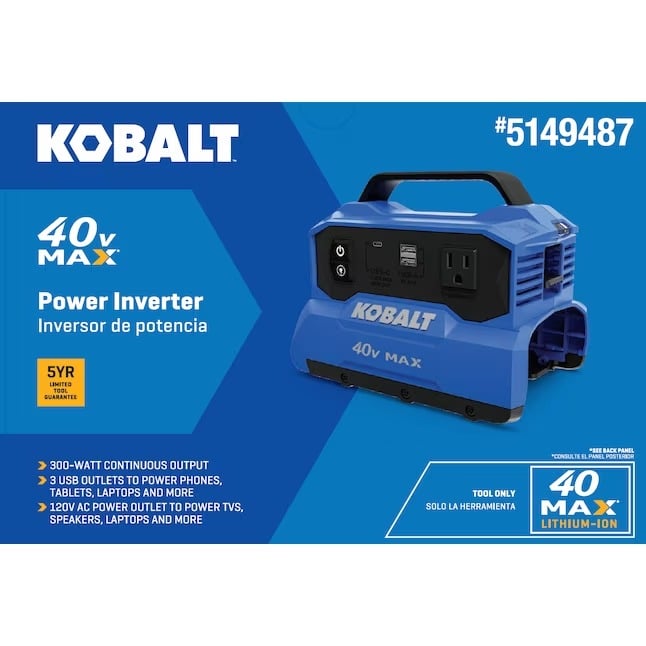 KOBALT Gen4 300-Watts Portable Power Inverter W/3 USB Outlets &120 AC Outlet-NEW