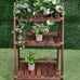 Rustic Wooden Folding Plant Stand Slat Bottom & Elevated Vertical Design