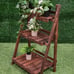 Rustic Wooden Folding Plant Stand Slat Bottom & Elevated Vertical Design