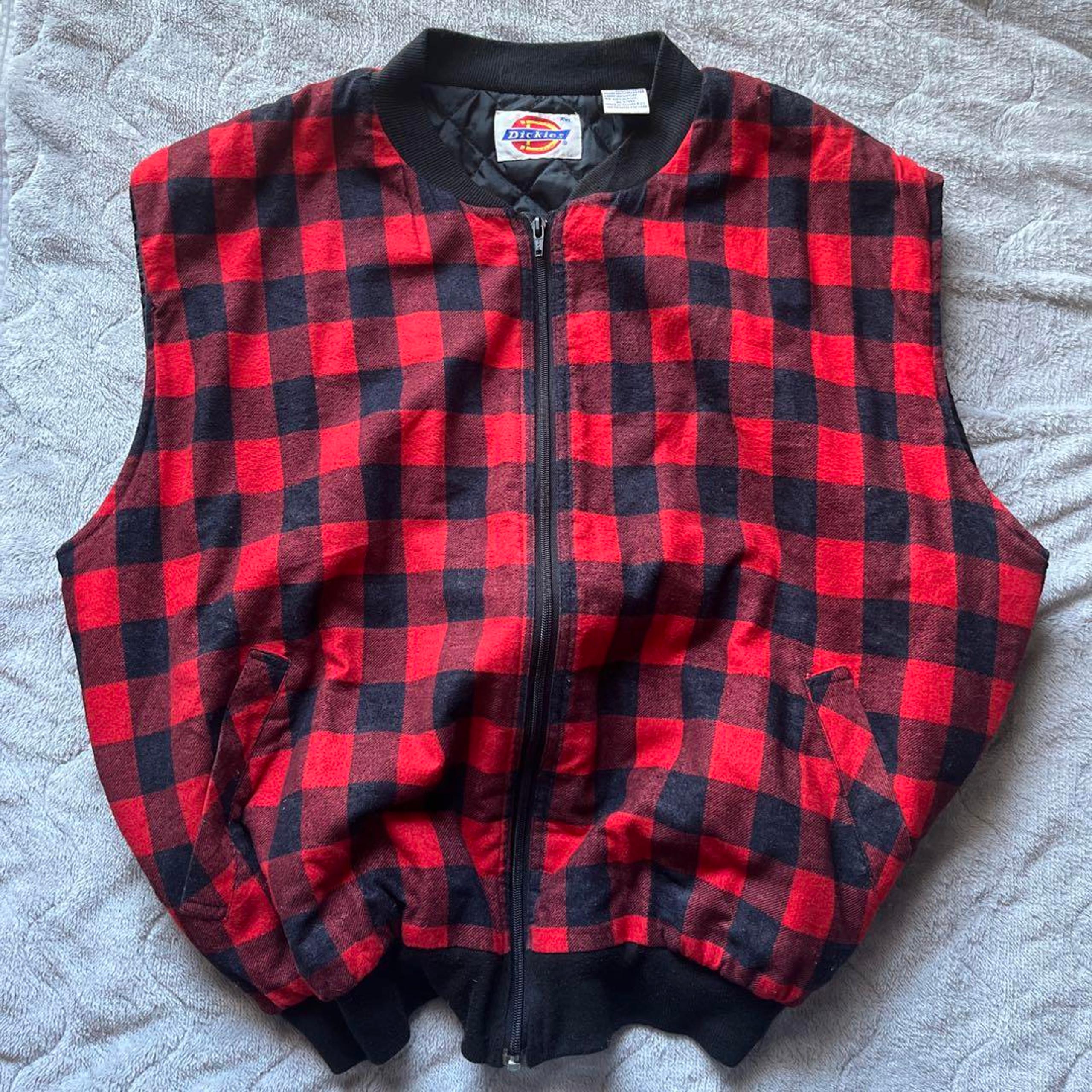 90s Dickies Taiwan-made checkered down vest y2k Heisei era