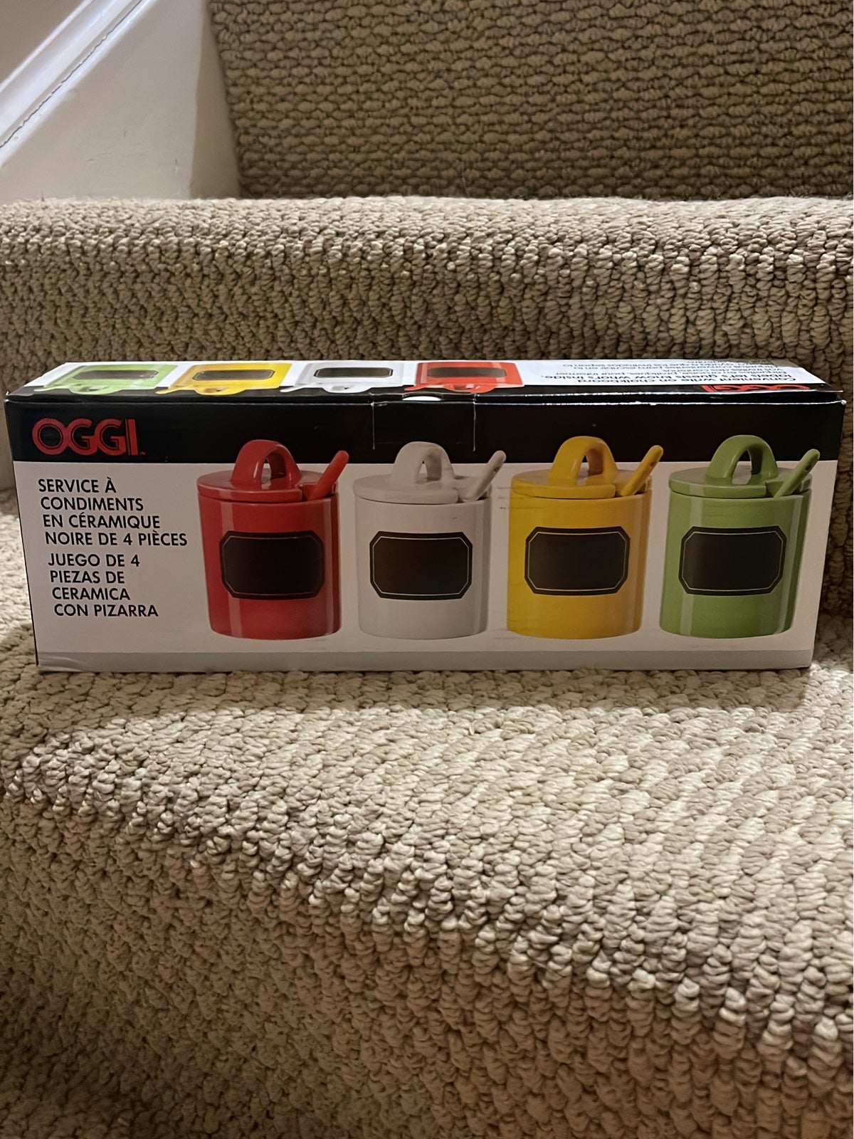 Oggi 4 pc ceramic chalkboard condiment set