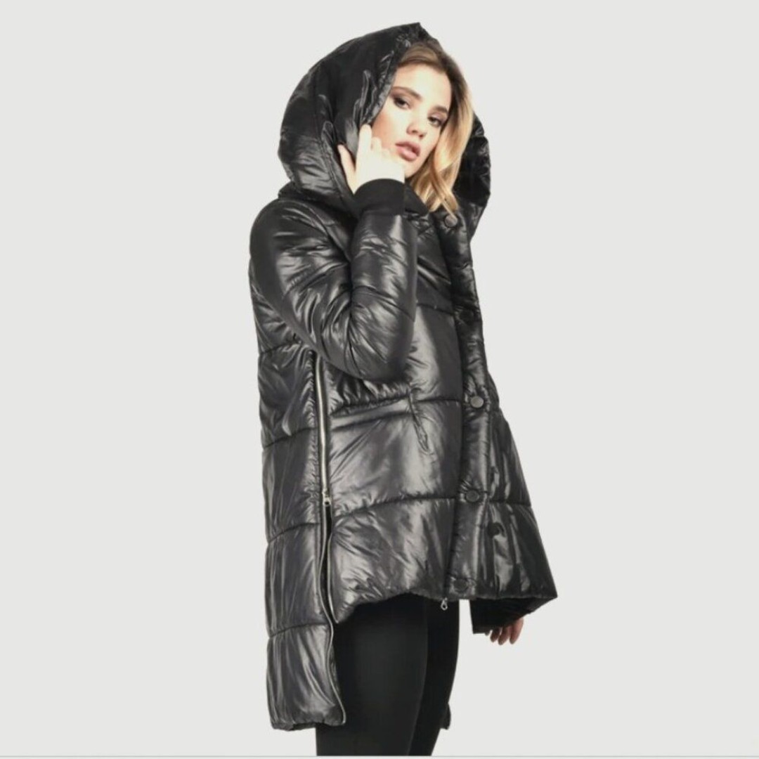 AAKASHA small Side Zippered Quilted Jacket 233 value asymmetrical avante garde