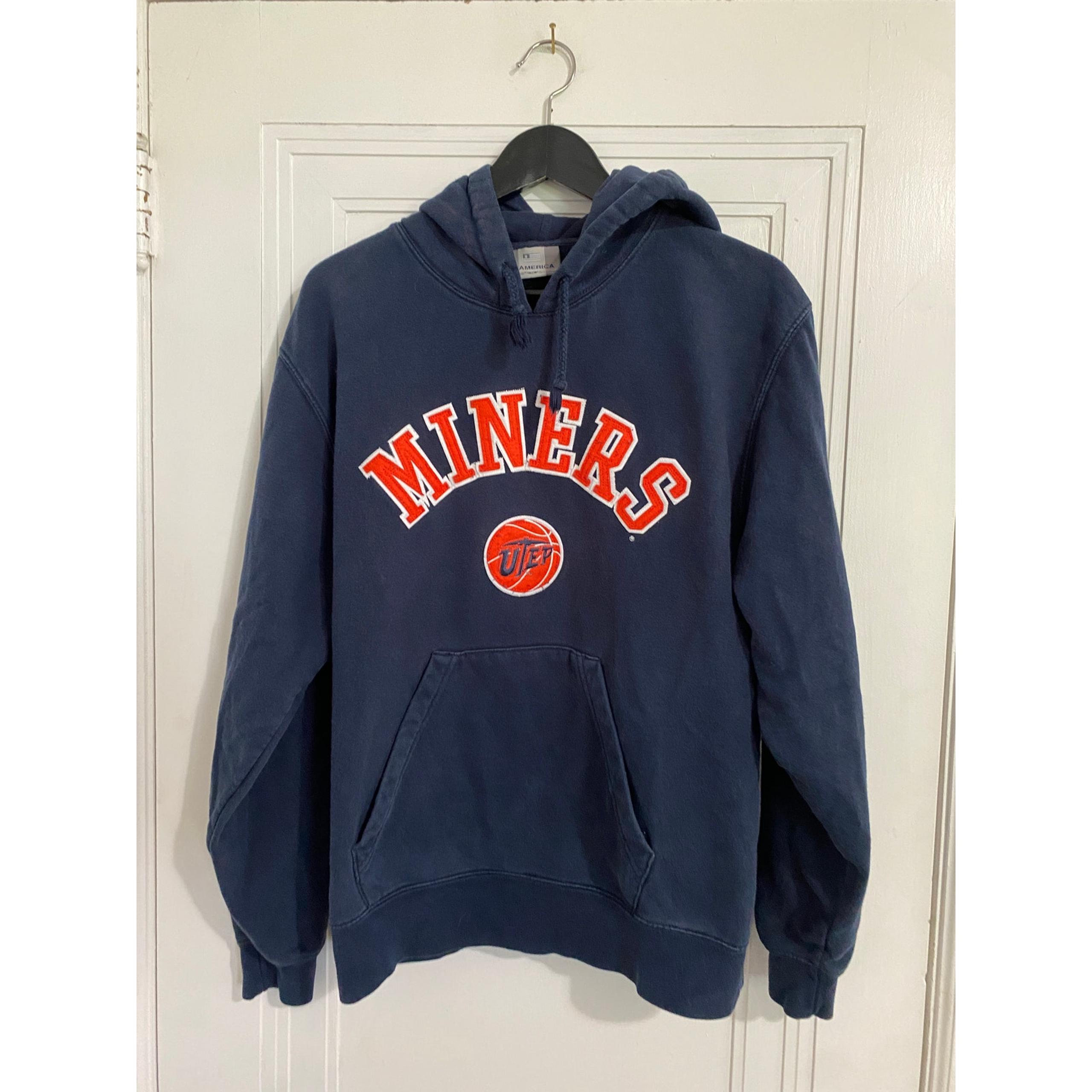 UTEP Miners Stitched Hoodie Sweatshirt Size Medium