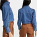 Boyish The Landon Cropped Puff Sleeve Jean Jacket in Steel Magnolia Small 298