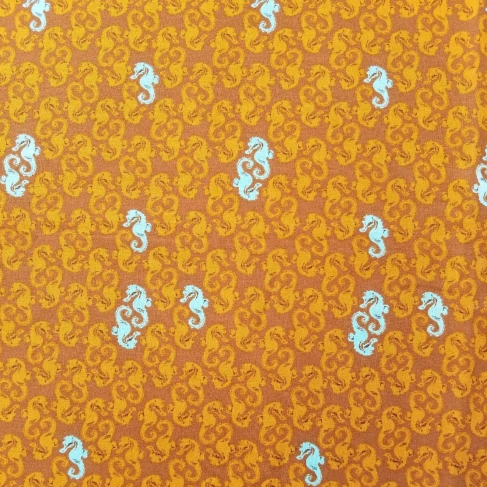 70 x 45 Mendocino Seahorses Fabric by Heather Ross FreeSpirit Original Brown