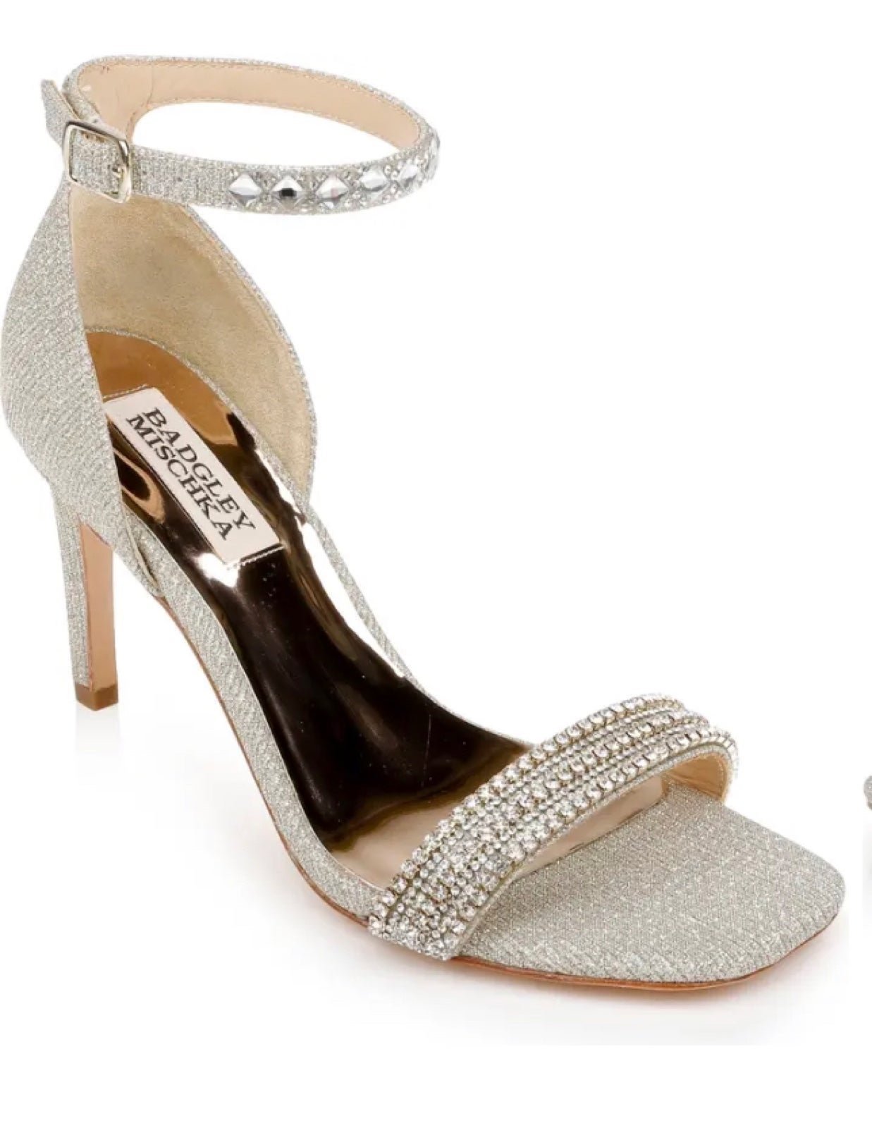 badgley mischka platinum urine heel sandals