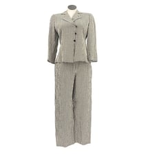 Armani Collezioni Plaid Matching Suit Set Size 12/16 Large Beige and Black