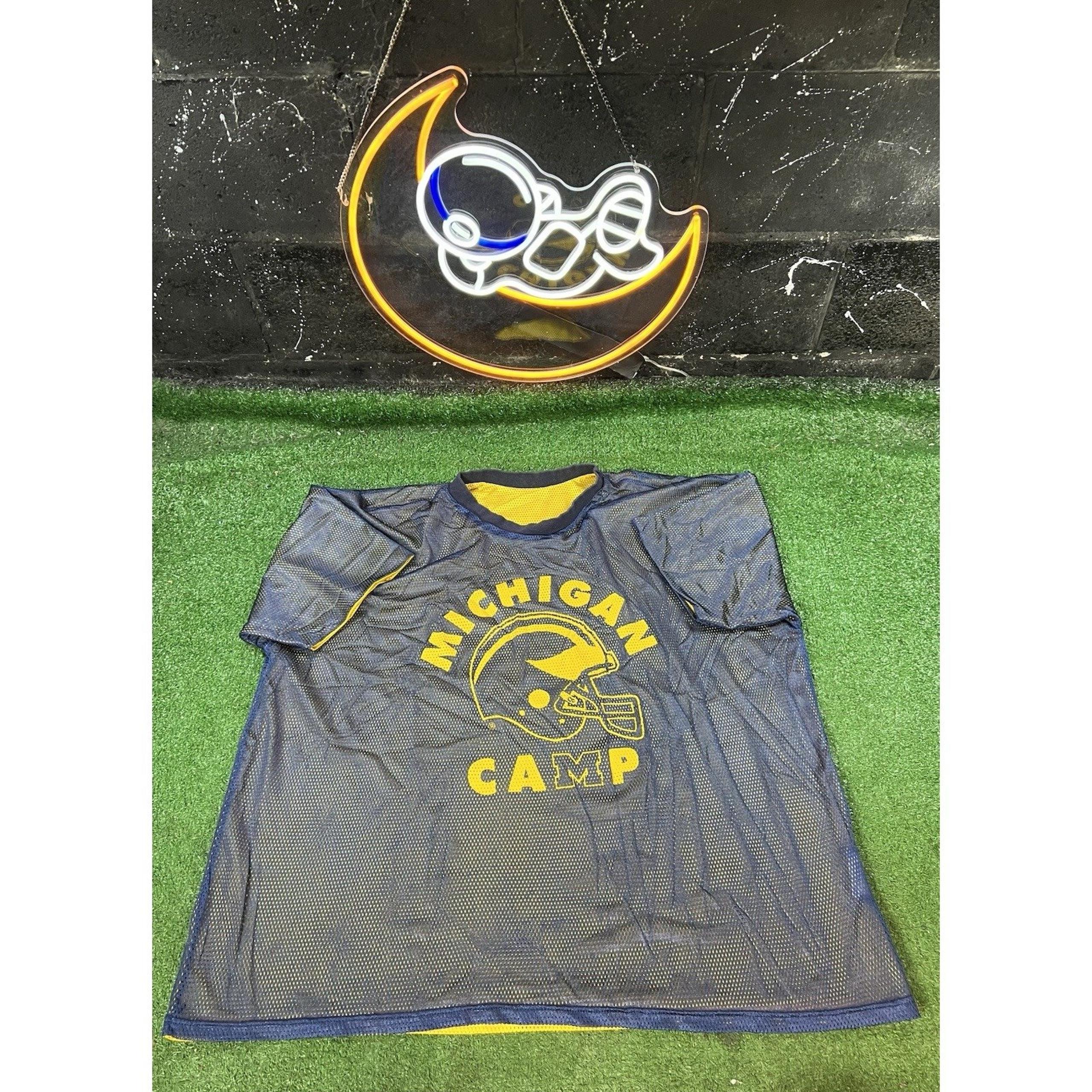 Michigan Wolverines Vintage 90s Mesh Blue Football Camp Jersey Size XXL Baggy