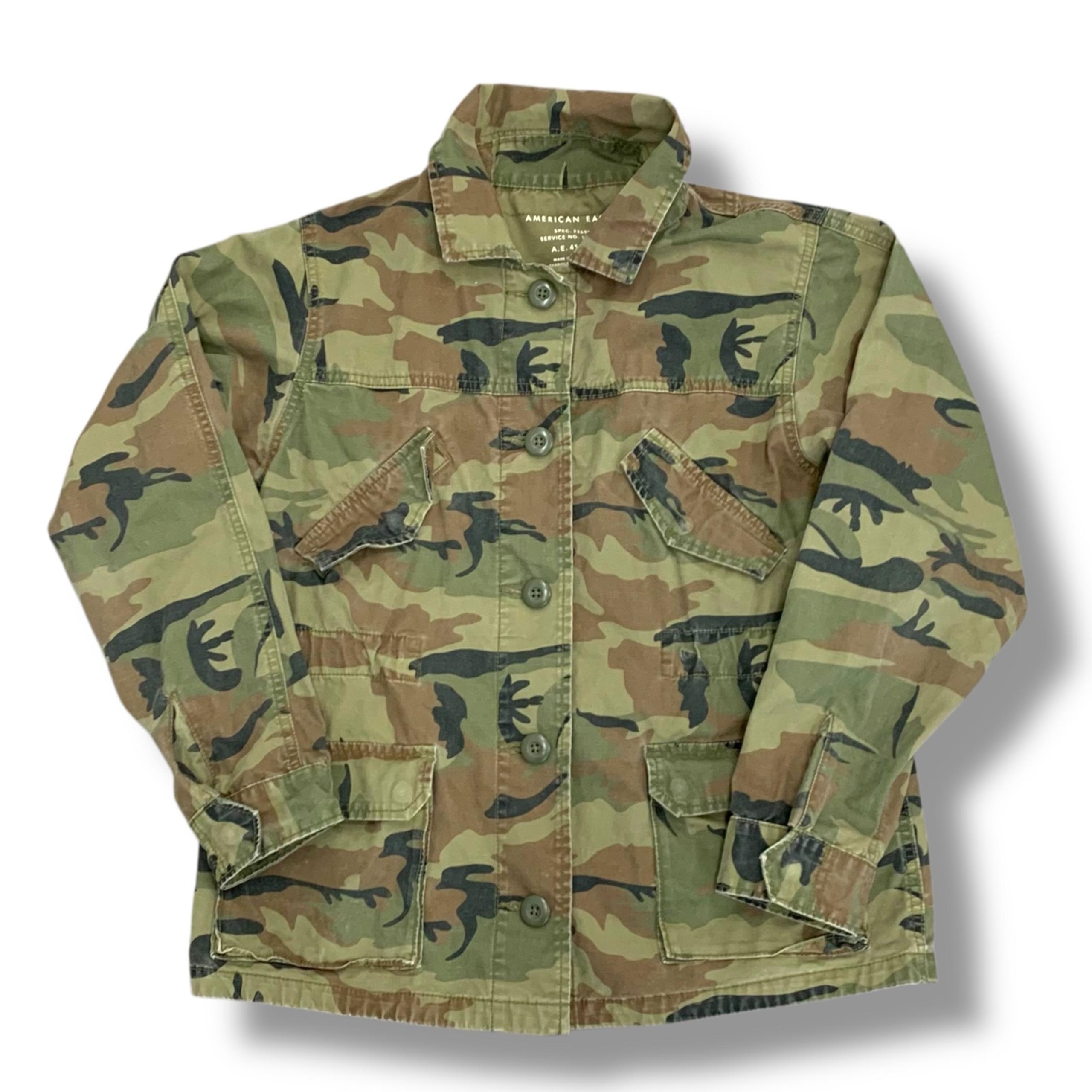 American Eagle Military Camo Button Up Cotton Jacket Men’s Size Medium