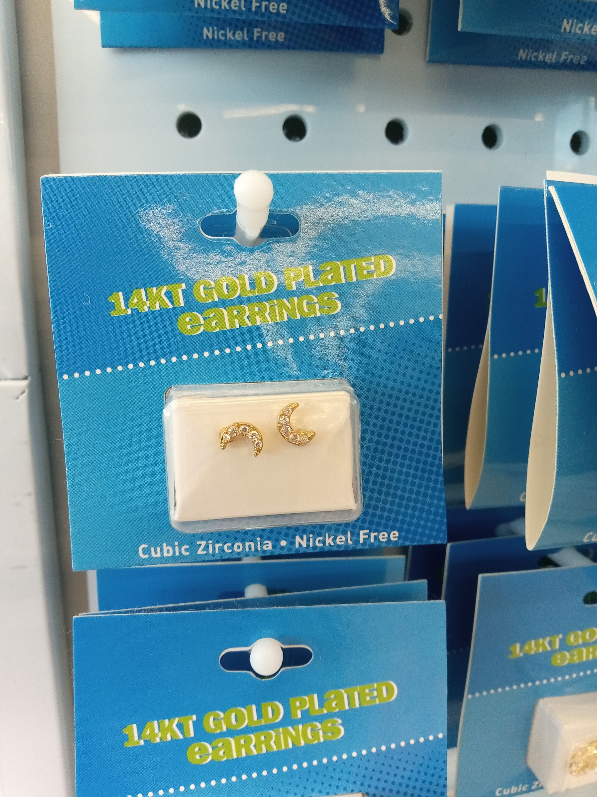 14 kt gold earrings gold moon with diamonds