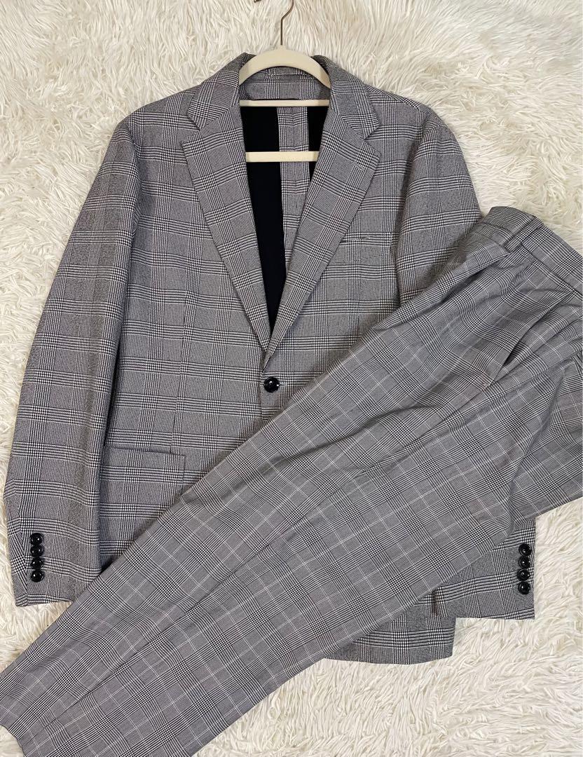 Estnation Jersey Suit Glen Check Set Up Size L