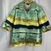 Ming Wang Woven Open Front Jacket Goldfinch Seaspray Art to Wear Oversize Medium