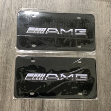 Mercedes black AMG Brand New Front Vanity Metal Plate Frame Holder (2 Pack)