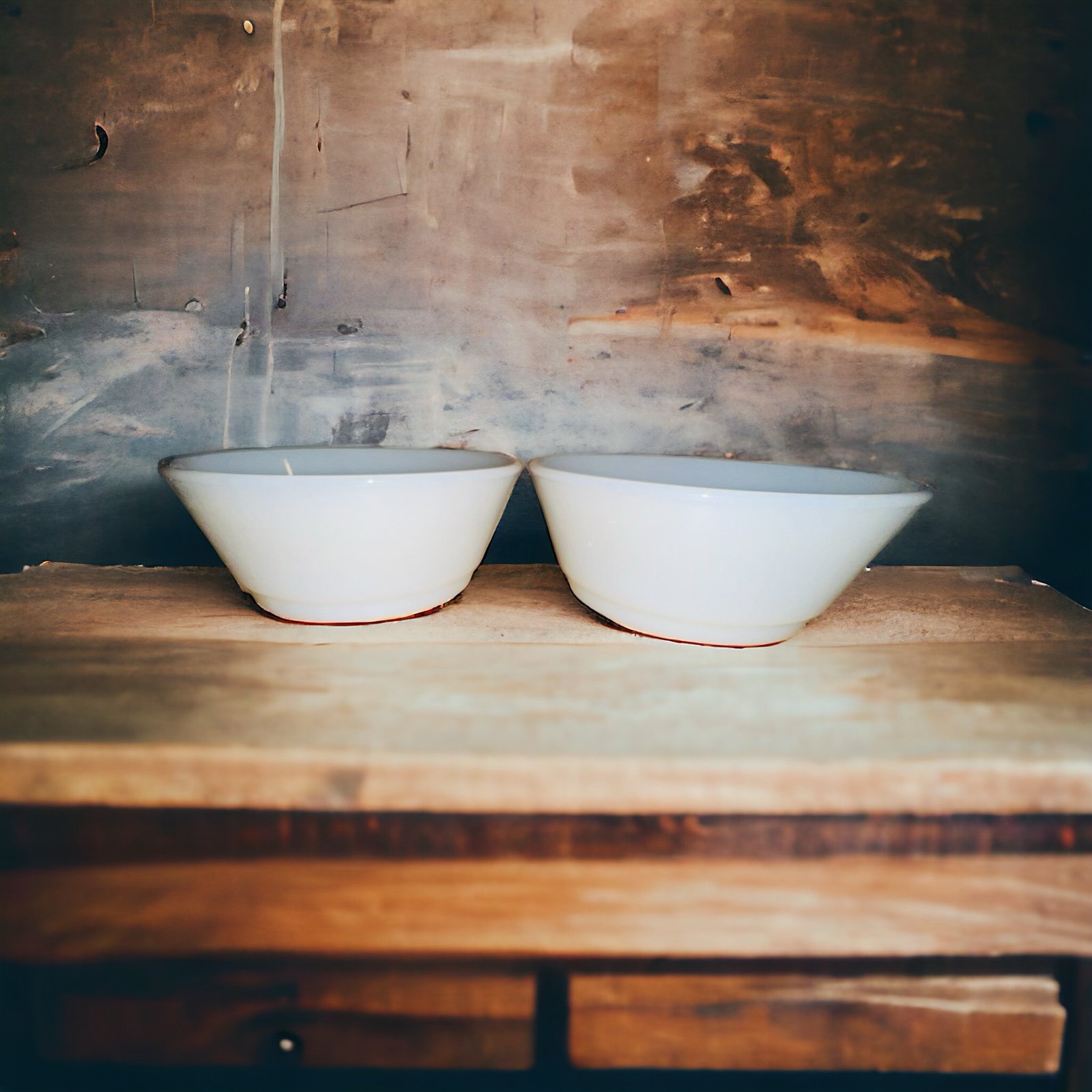 Vintage Anchor Hocking Fire-King White Milk Glass 6oz Bowls Set Oven-Proof