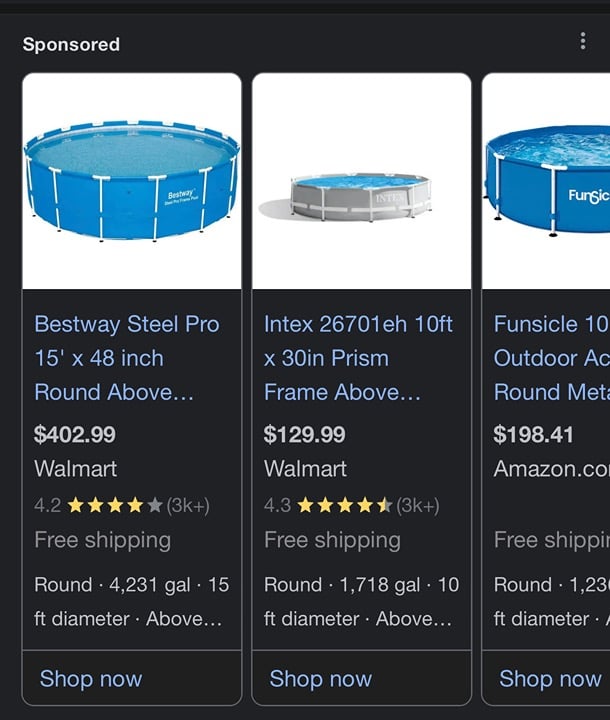 BIG BRAND NEW SWIMMING POOLS.IT COKES WITHA NET