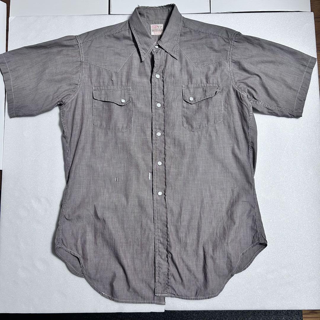 60s 70s Levi's Short Sleeve Western Shirt L Brown Stripe