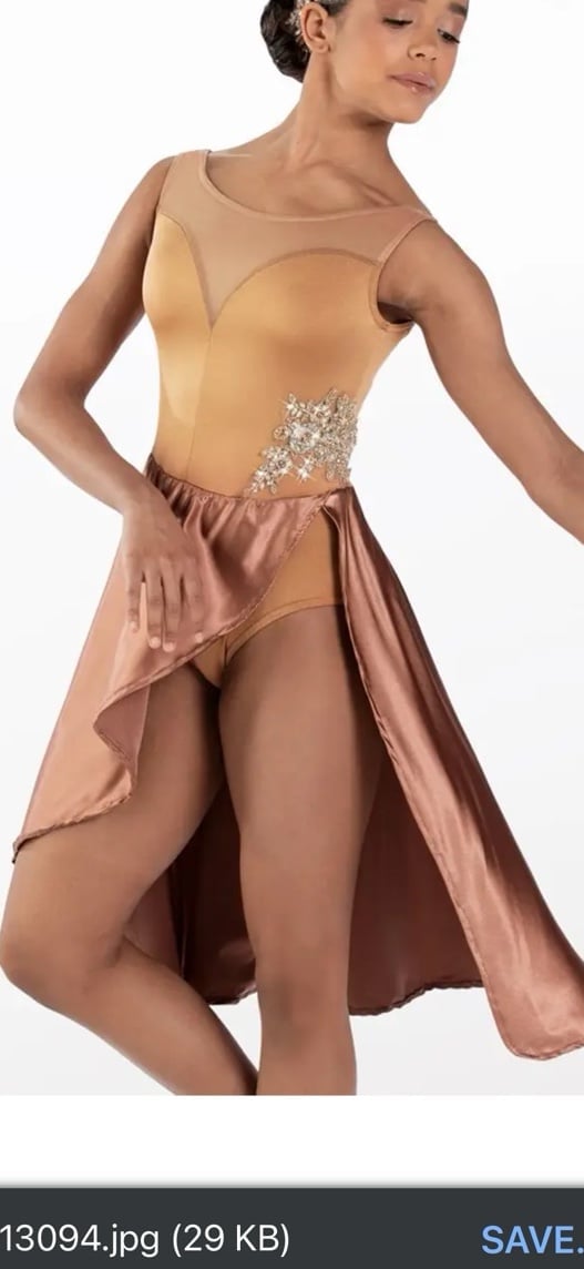 WEISSMAN 13094 Chasing Cars Champagne Rhinestone Lyrical Dance Costume LA 12-14