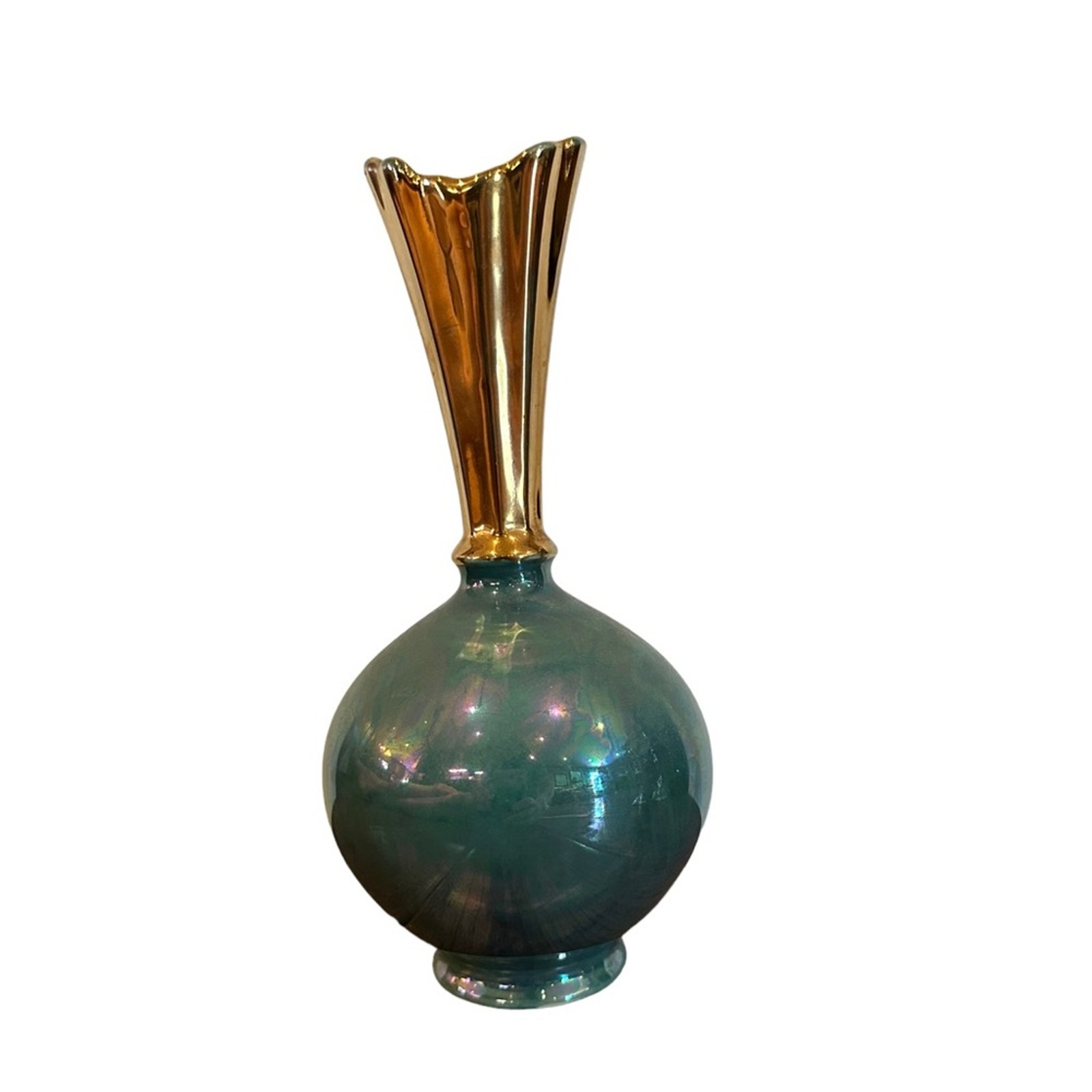 Vintage Blue Opalescent Art Deco Style Bud Vase