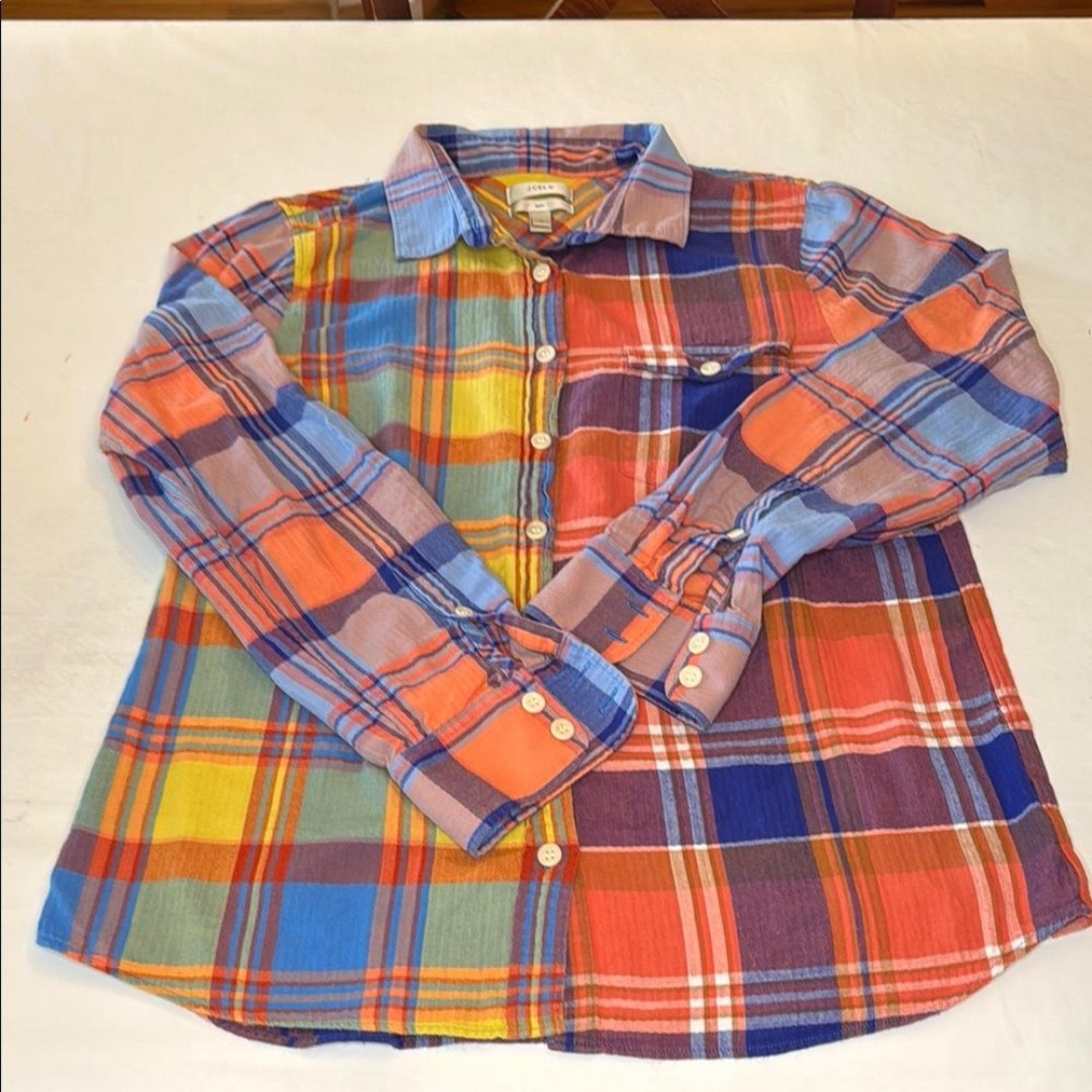 Boys JCrew Button Down Flannel Cotton Shirt, Size 10