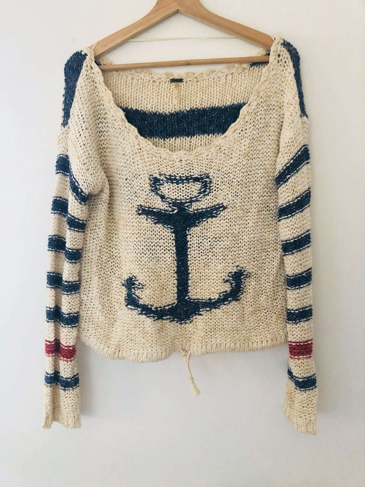 Free People Knit Sweater with Vintage Boat Anchor graphic, S