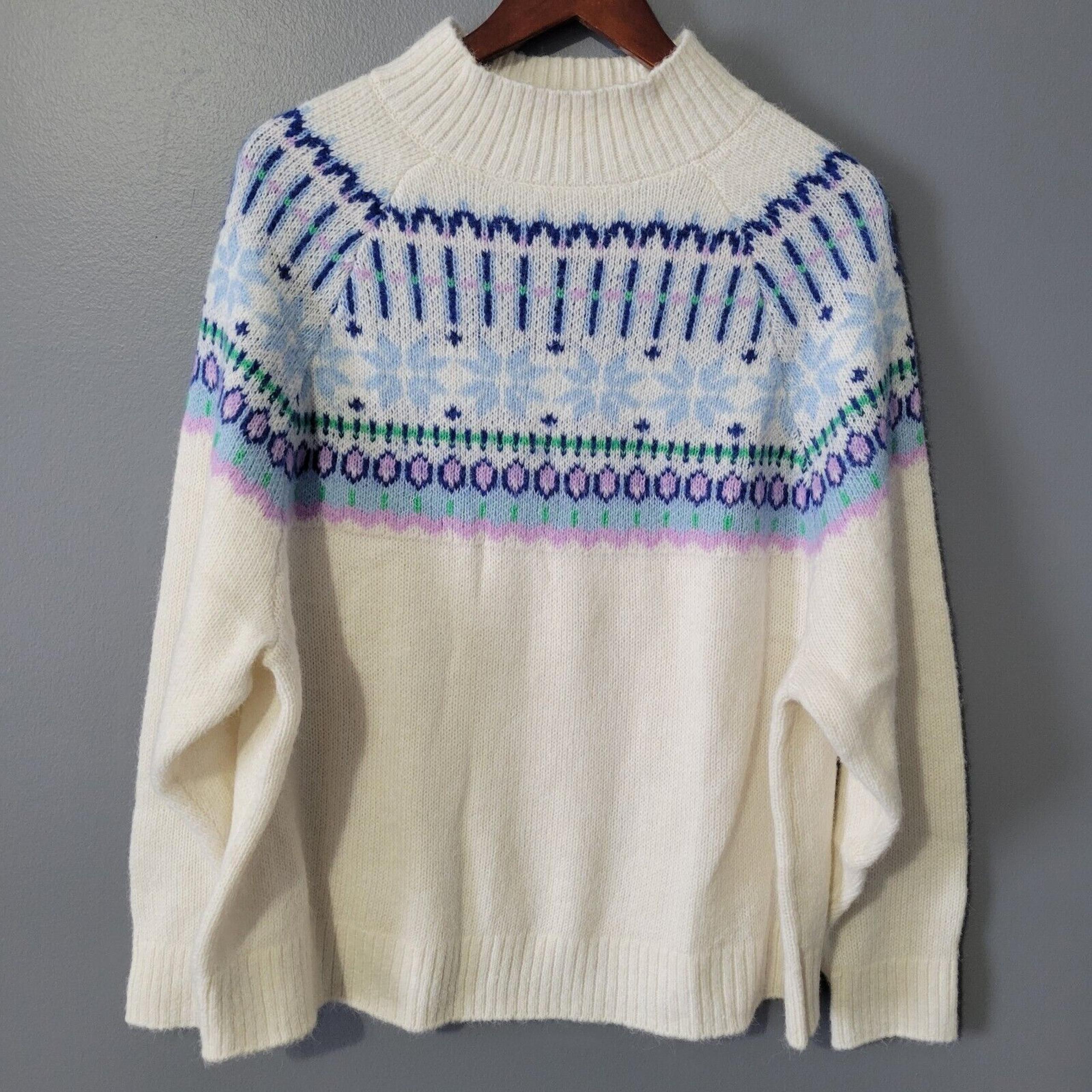 Old Navy Fair Isle Nordic Sweater Womens Size 2X Cozy Comfy Mock Neck Wool Blend