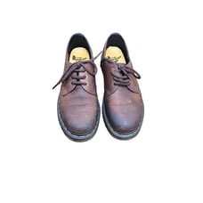 DR. MARTENS DARK BROWN OXFORD CHUNKY LEATHER UNISEX SHOES SIZE M8 W9