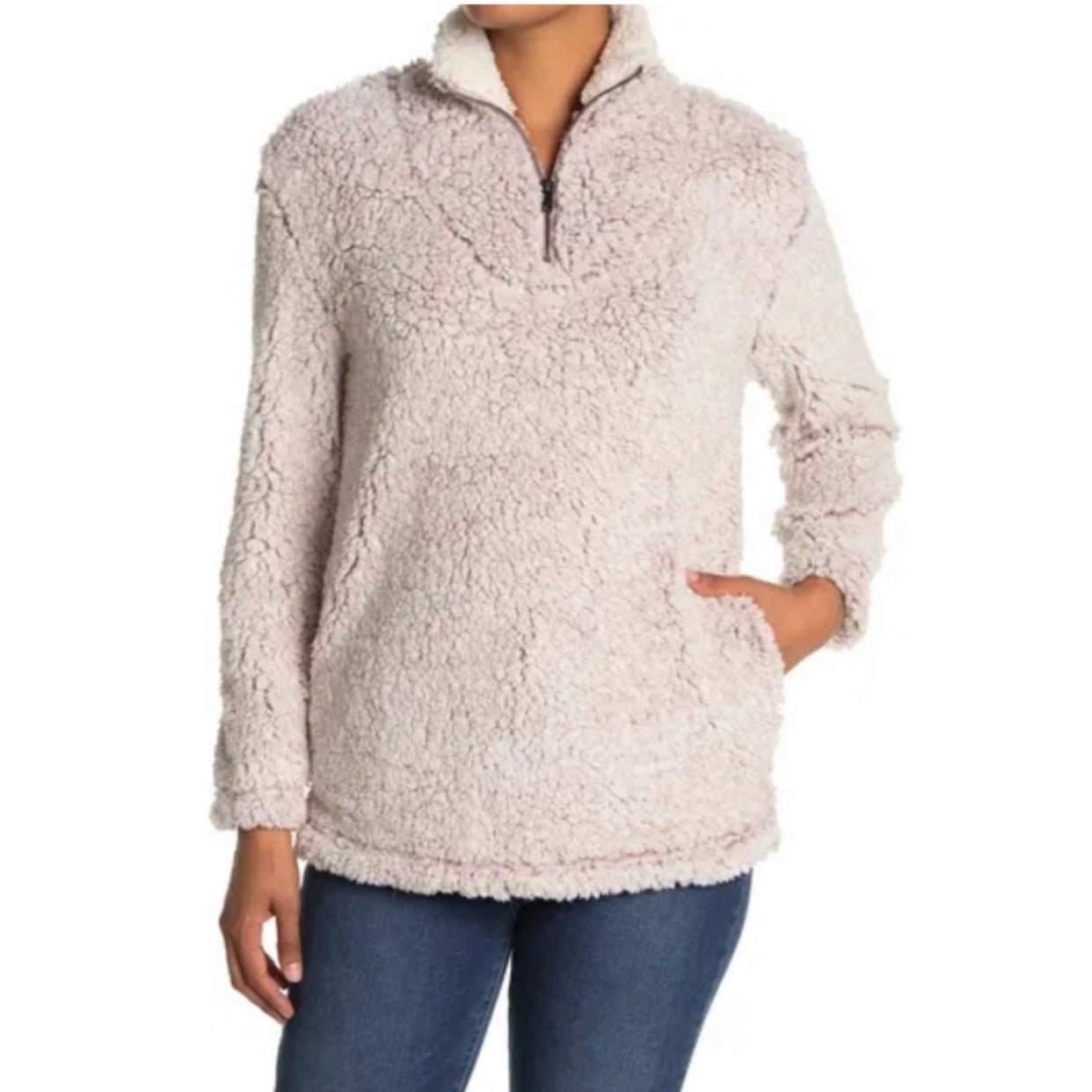 NWT Coffee Shop Thistle Fuzzy Quarter Zip Pullover Size Small