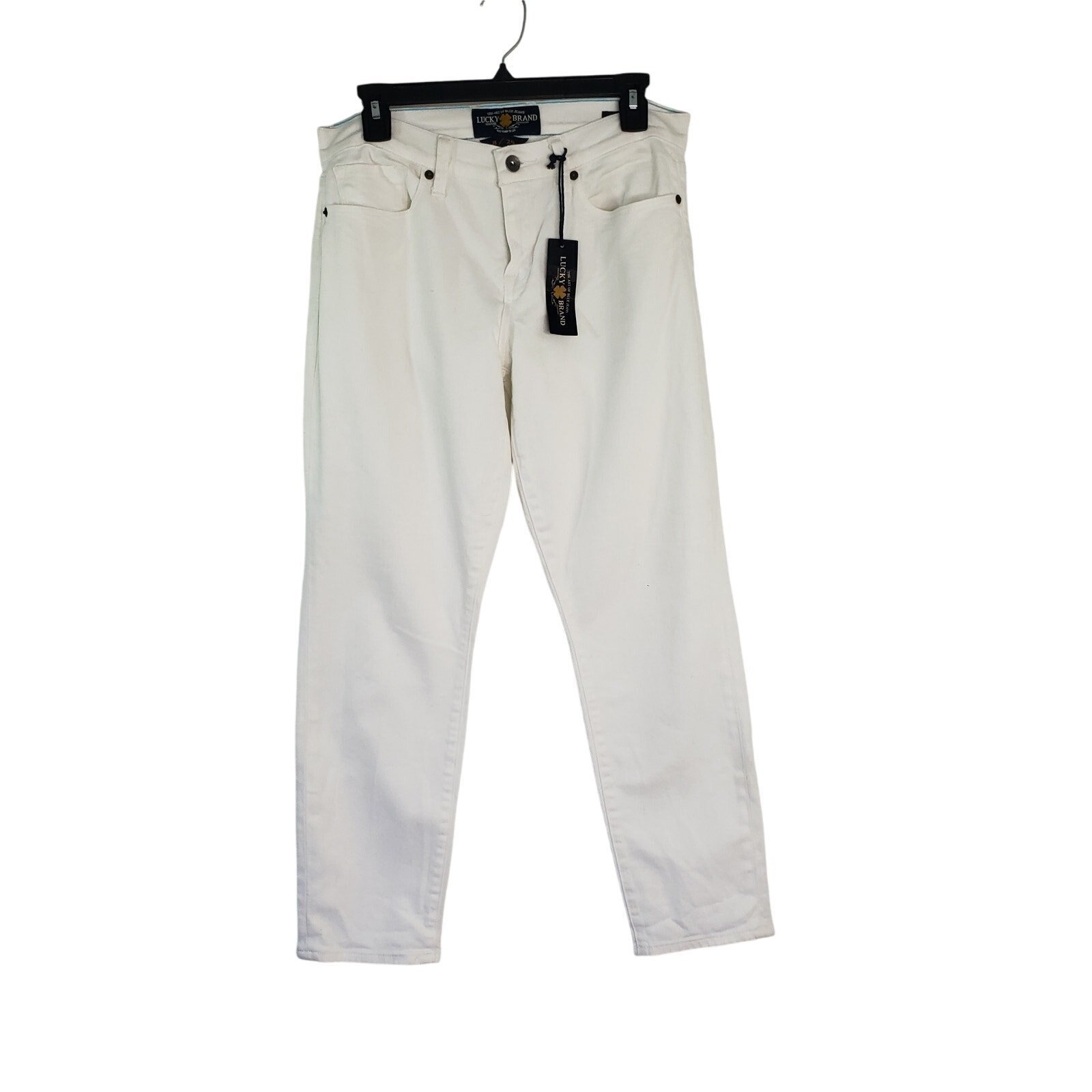 NWT Lucky Brand Sofia Capri Jeans Womens Size 8/29 White Tapered Mid Rise Preppy