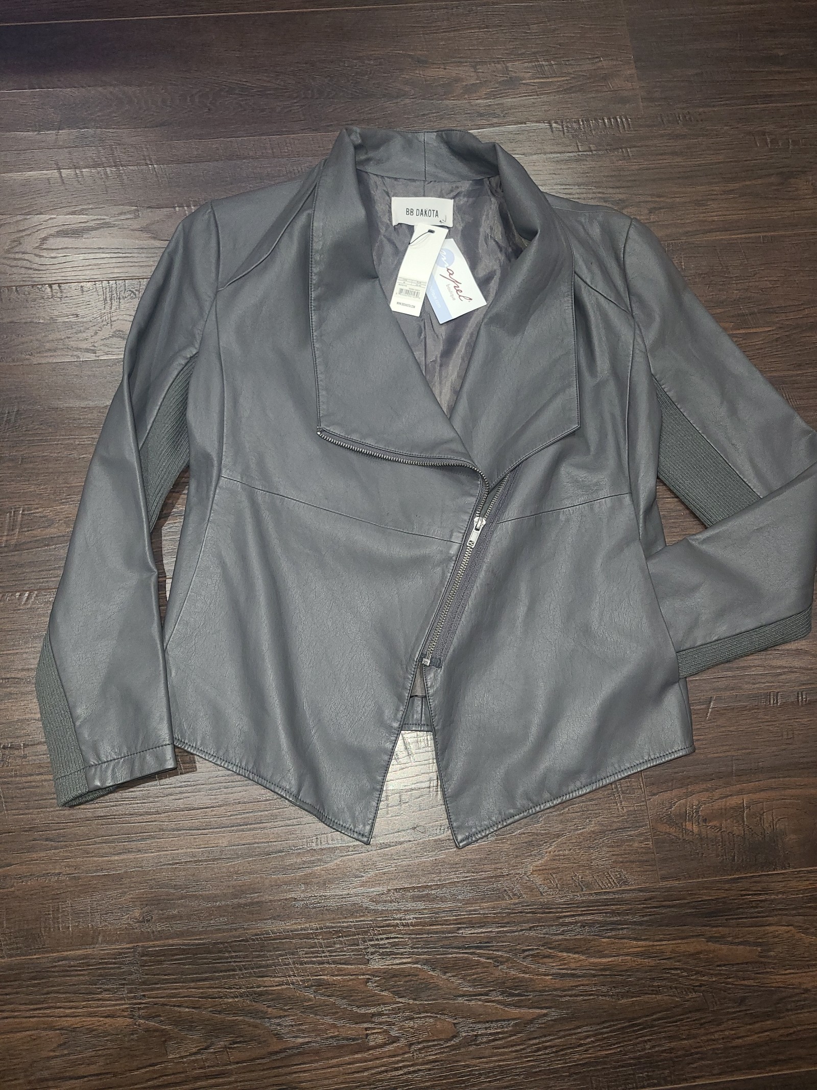 Faux Leather Motto Jacket