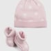 Quince Washable Cashmere Beanie & Bootie Set minimal pink 6-12m