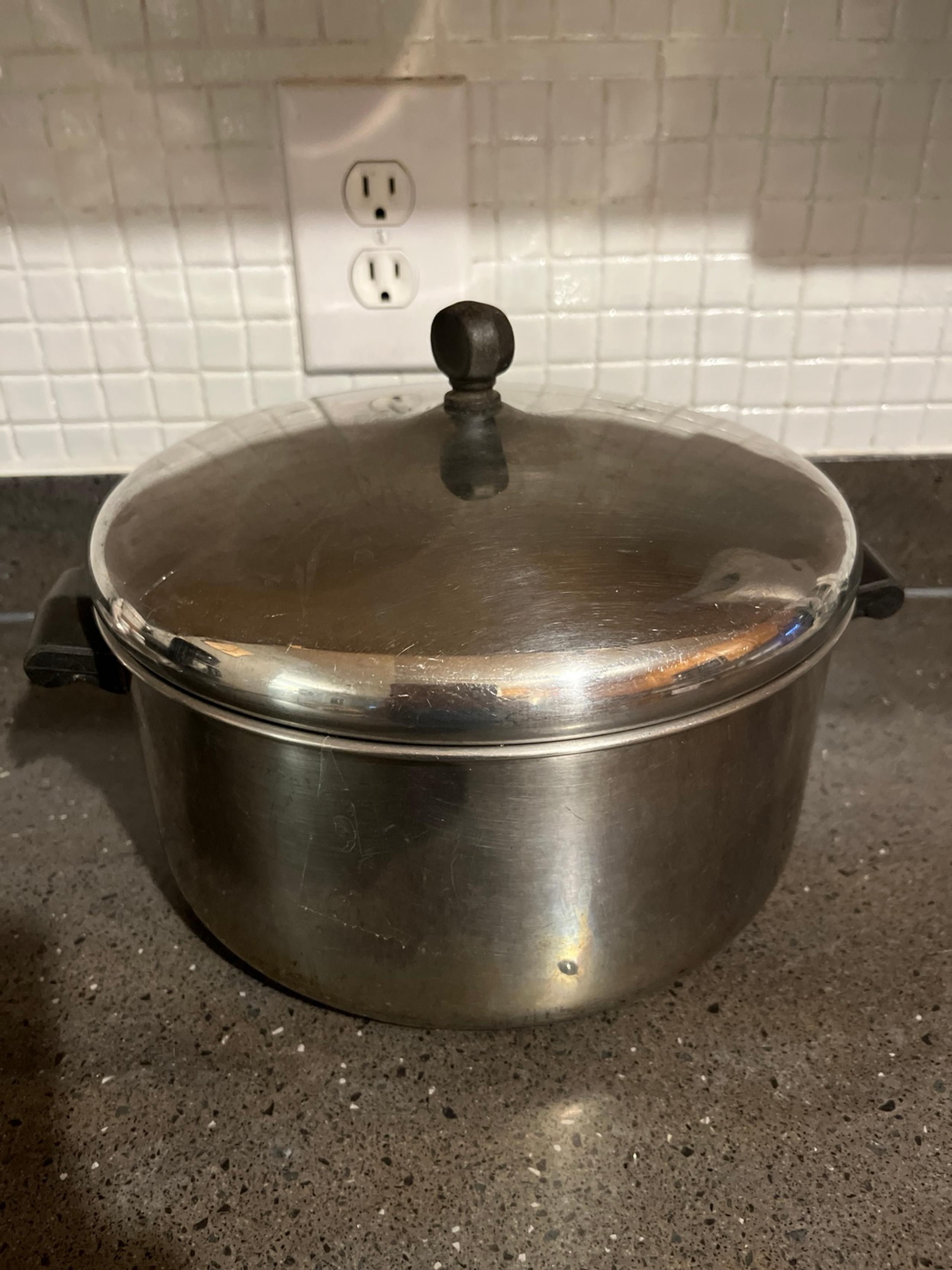 Farberware aluminum clad stainless steel steel 6 quart stock pot/lid USA