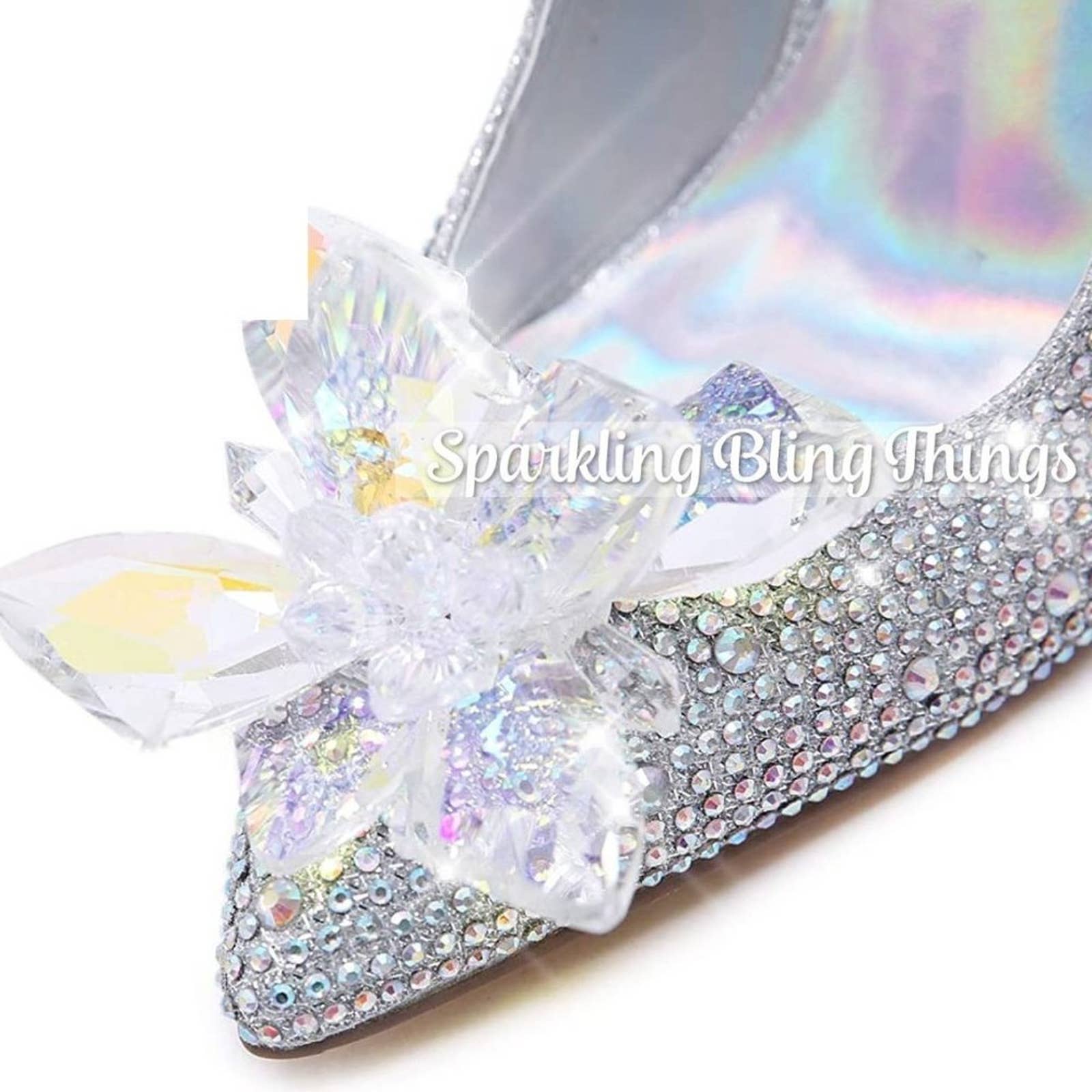 NEW Sparkling Bling Swarovski Crystal Cinderella Wedding Shoes Pumps: Si…