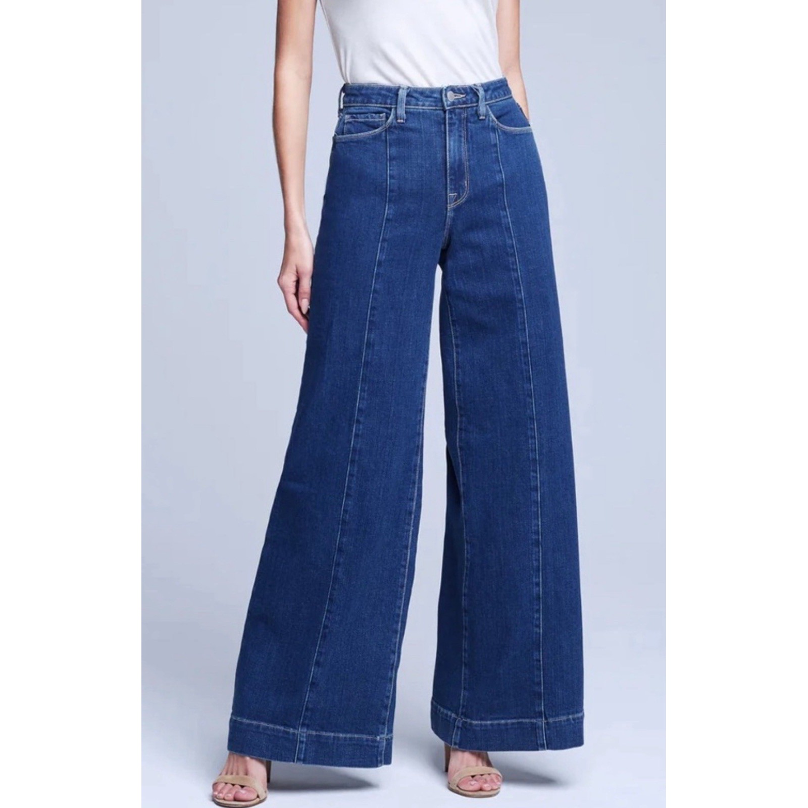 L'Agence Sandy Wide Leg High Rise Durango Size 29 Flare Retro Jeans 2709RDM