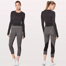 NWT Lululemon Pace Rival Crop 22 Heathered Black / Black size 4