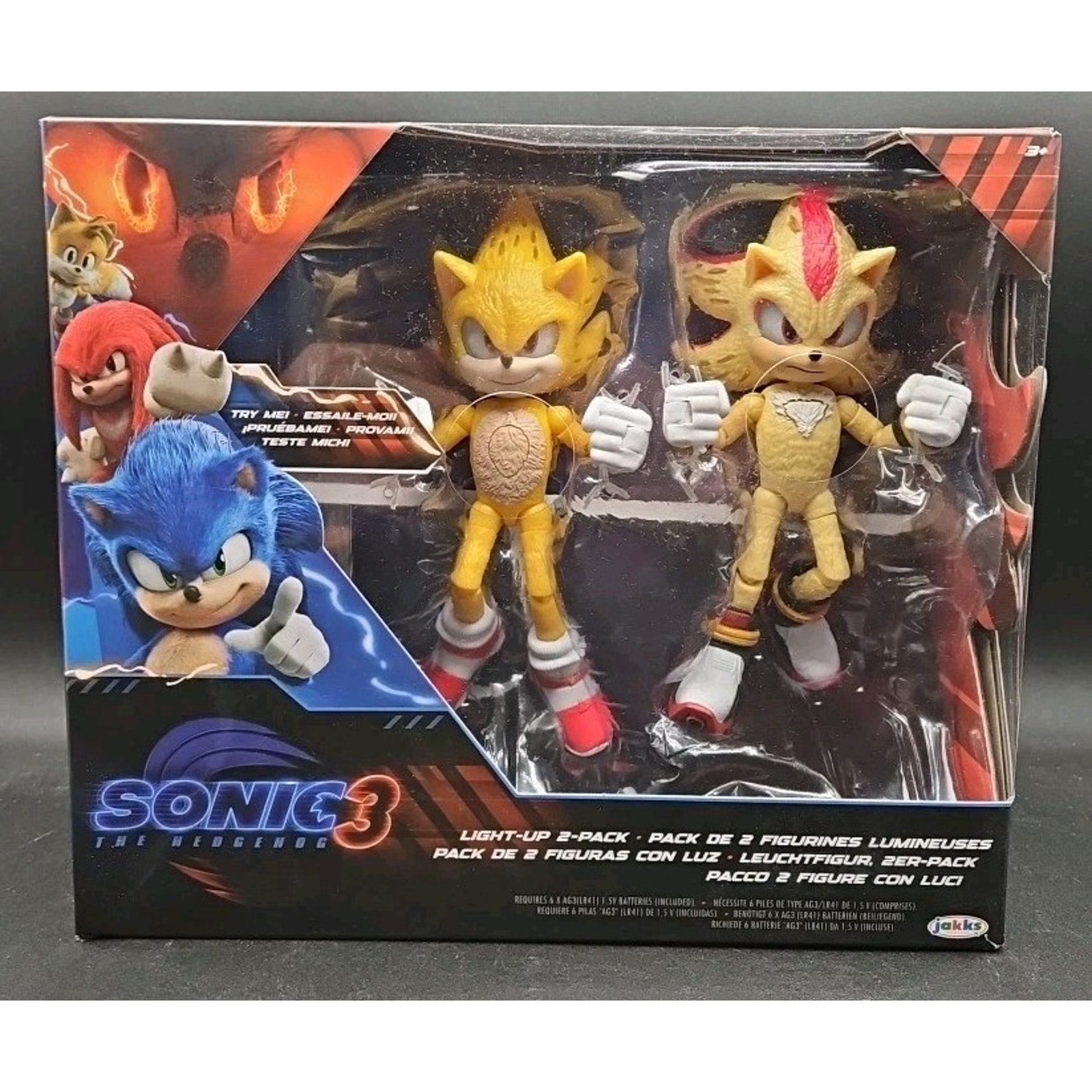 Sonic the Hedgehog 3 Movie Super Sonic & Shadow Light-Up Action Figure 2-Pack