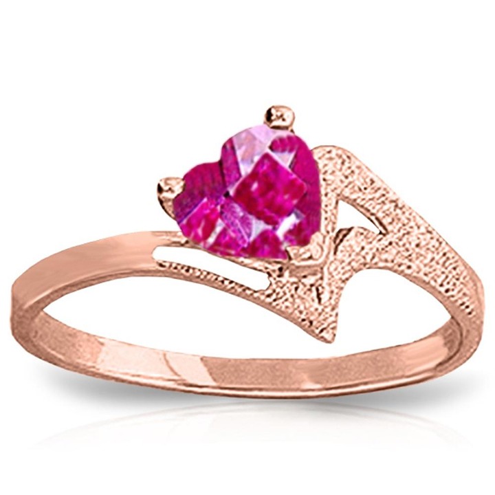 14K. SOLID GOLD RING WITH NATURAL PINK TOPAZ