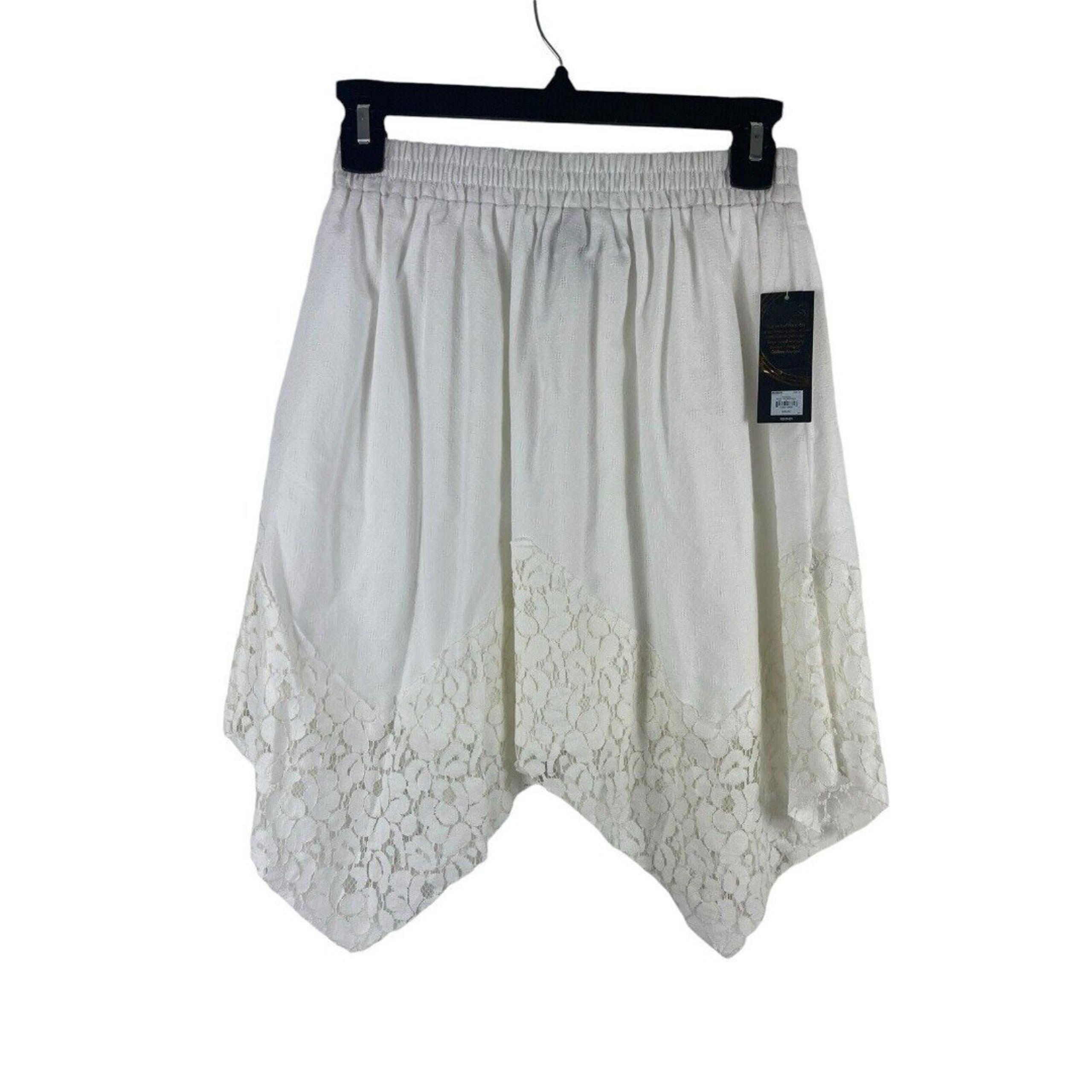 Disney Alice Lightweight Asymmetrical White Lace Elastic Waist Skirt NWT XS