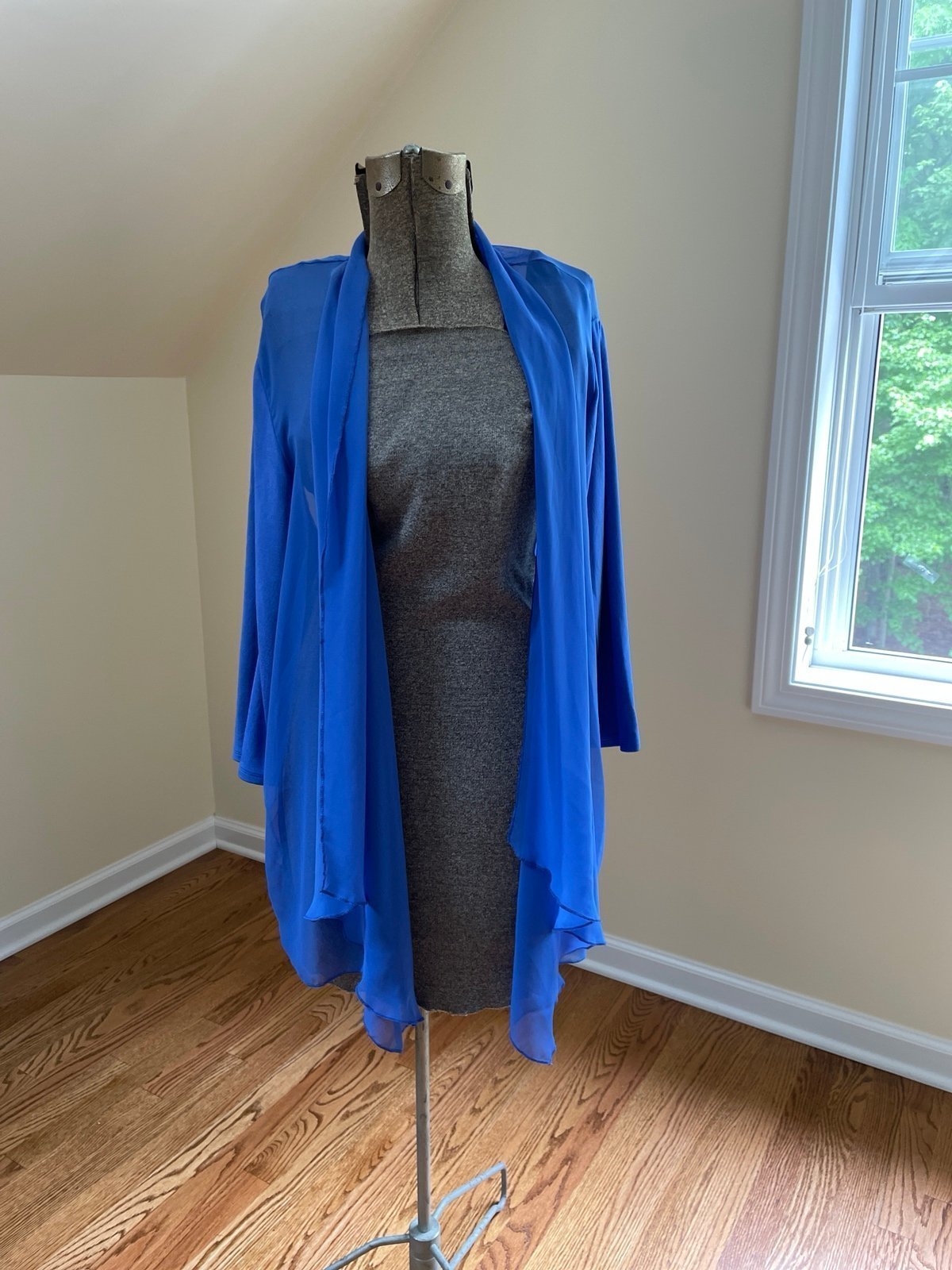 Chico’s Travelers Women's Size 2 (12/14) Blue Fabric-Mix Lightweight Jacket NWT