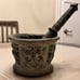 Vintage Mortar & Pestle Handmade Bronze-like French Flour De Lis